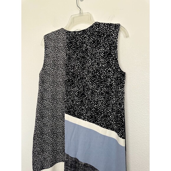 MaxMara Sheath Patchwork Dress V-Neck Workwear Black Blue Size 8 Made in Italy - Picture 8 of 9